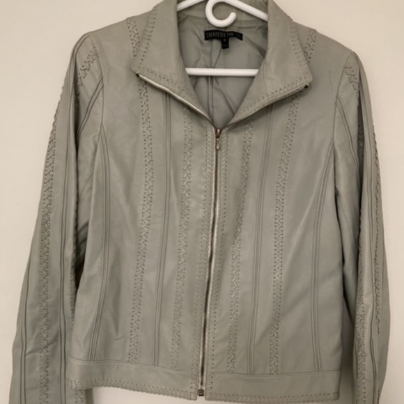 Buttery soft pail green leather jacket - Picture 1 of 11